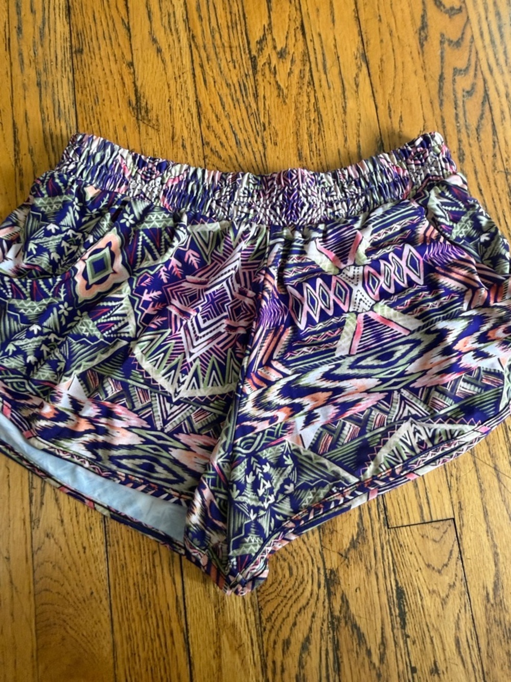 Onzie Aztec Print Athletic Shorts - Purple, Pink, Green